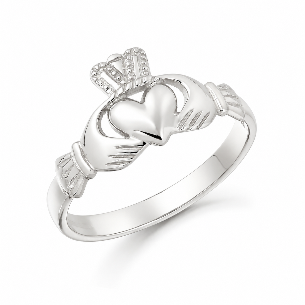 Ladies 9ct White Gold Claddagh Ring CL5W