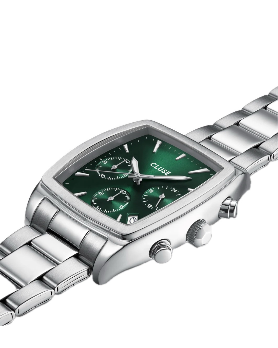 Cluse Gents Quartaut Chrono Watch Steel, Green, Silver Colour CW52002