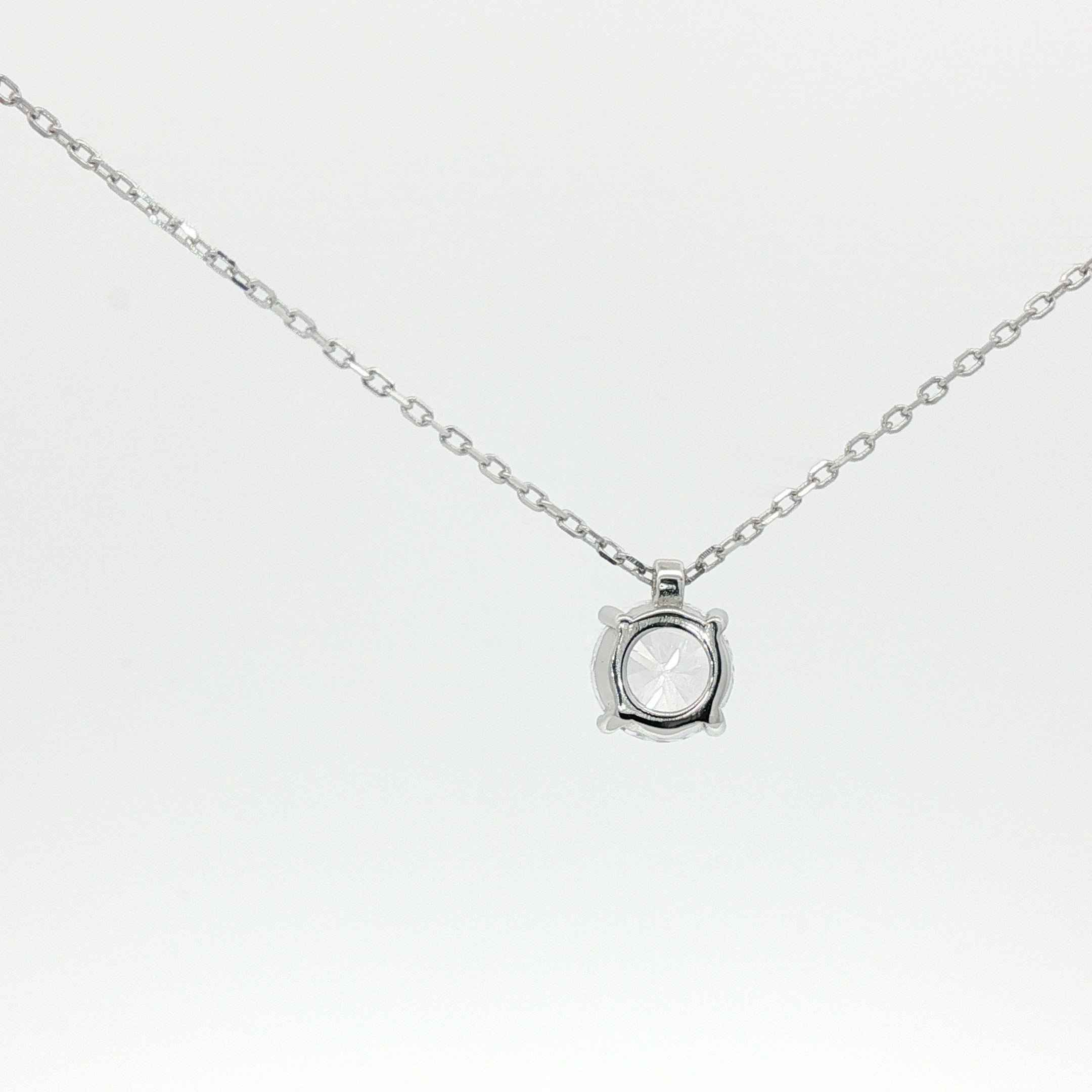 Sterling Silver Cubic Zirconia Solitaire Pendant Necklace