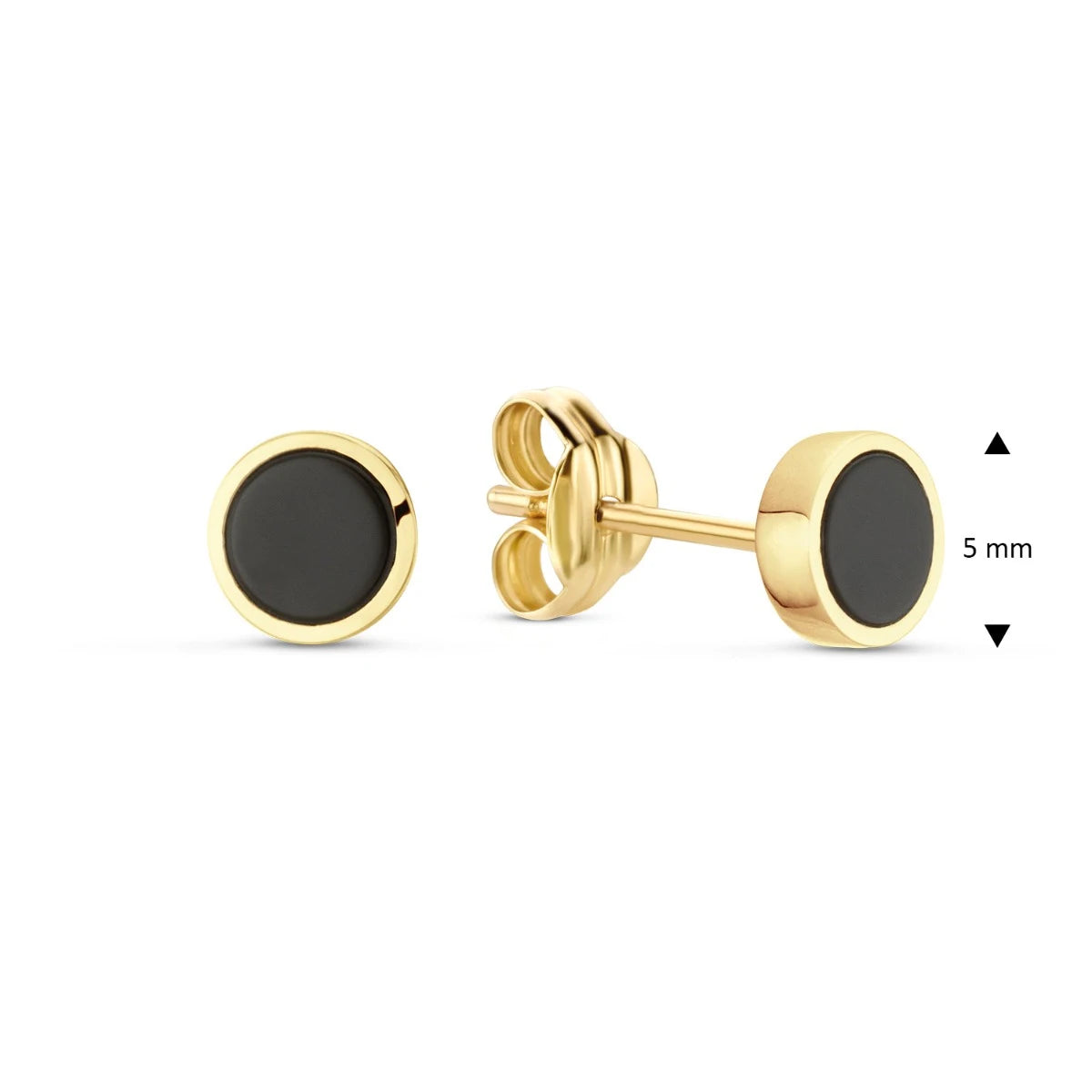14K Black Agate Stud Earrings