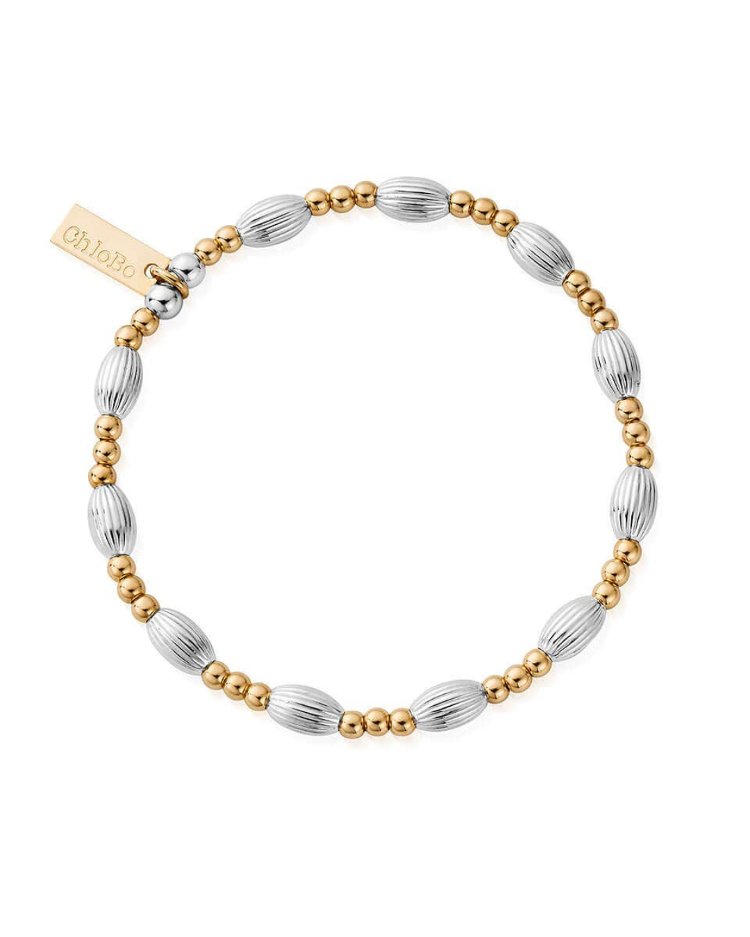 ChloBo Gold and Silver Corrugated Oval Bracelet
