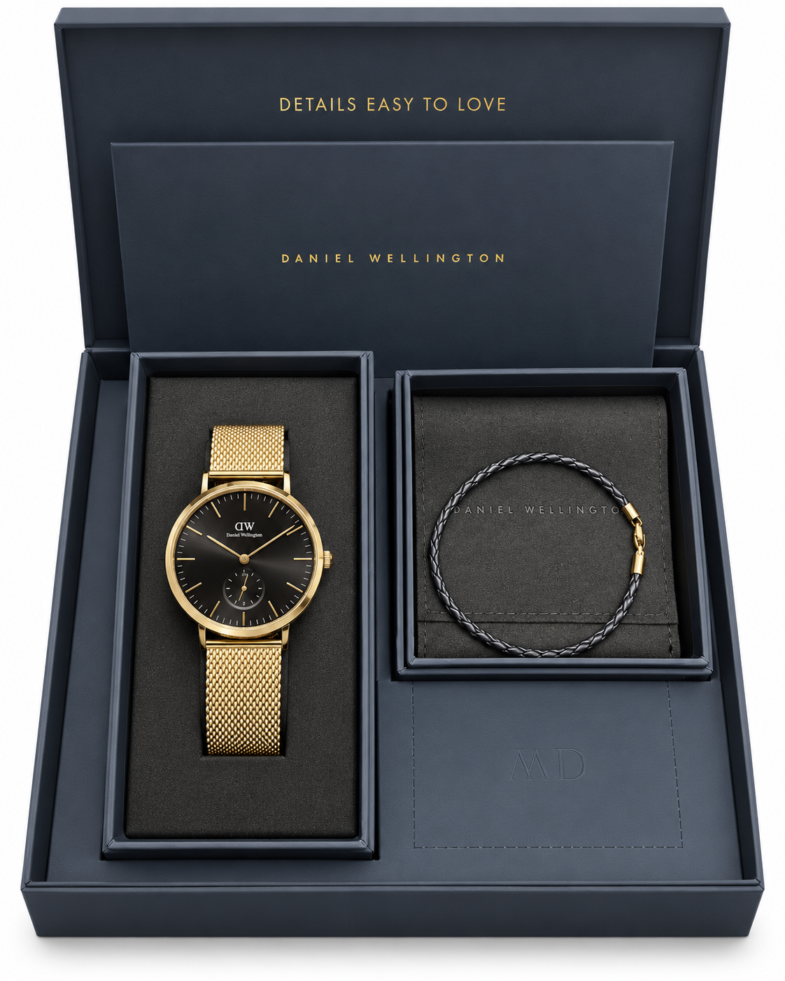 Daniel Wellington Gold-Tone Mesh Gents Watch & Bracelet Gift Set