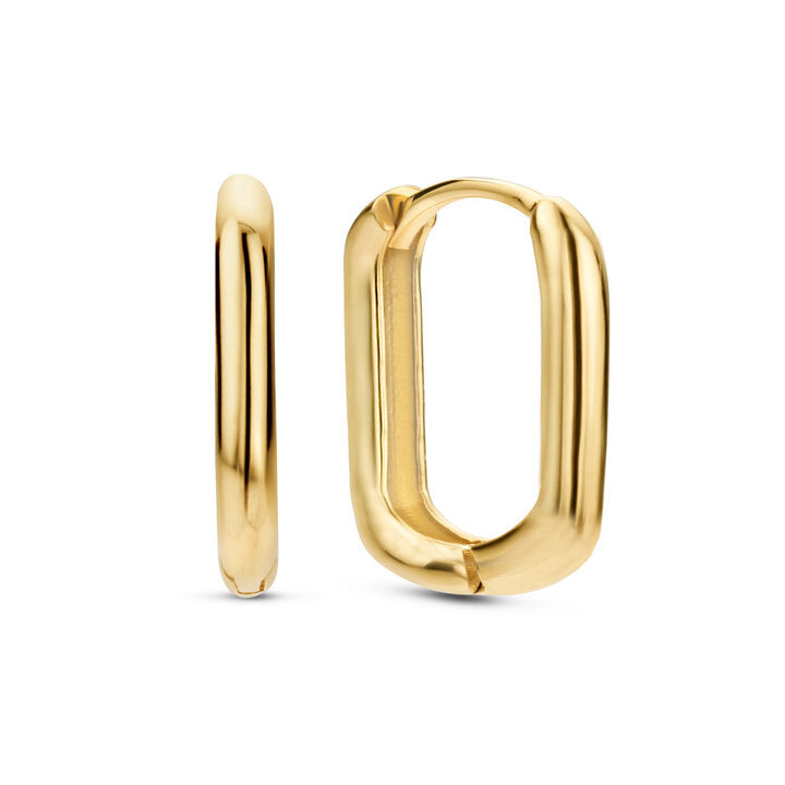 14K Grand Place Rectangle Hoops