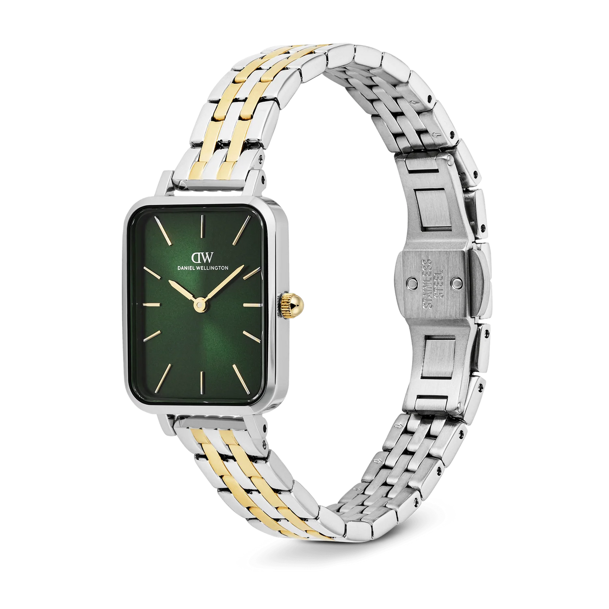 Daniel Wellington Ladies Quadro 5-link Emerald Two Tone DW00101013