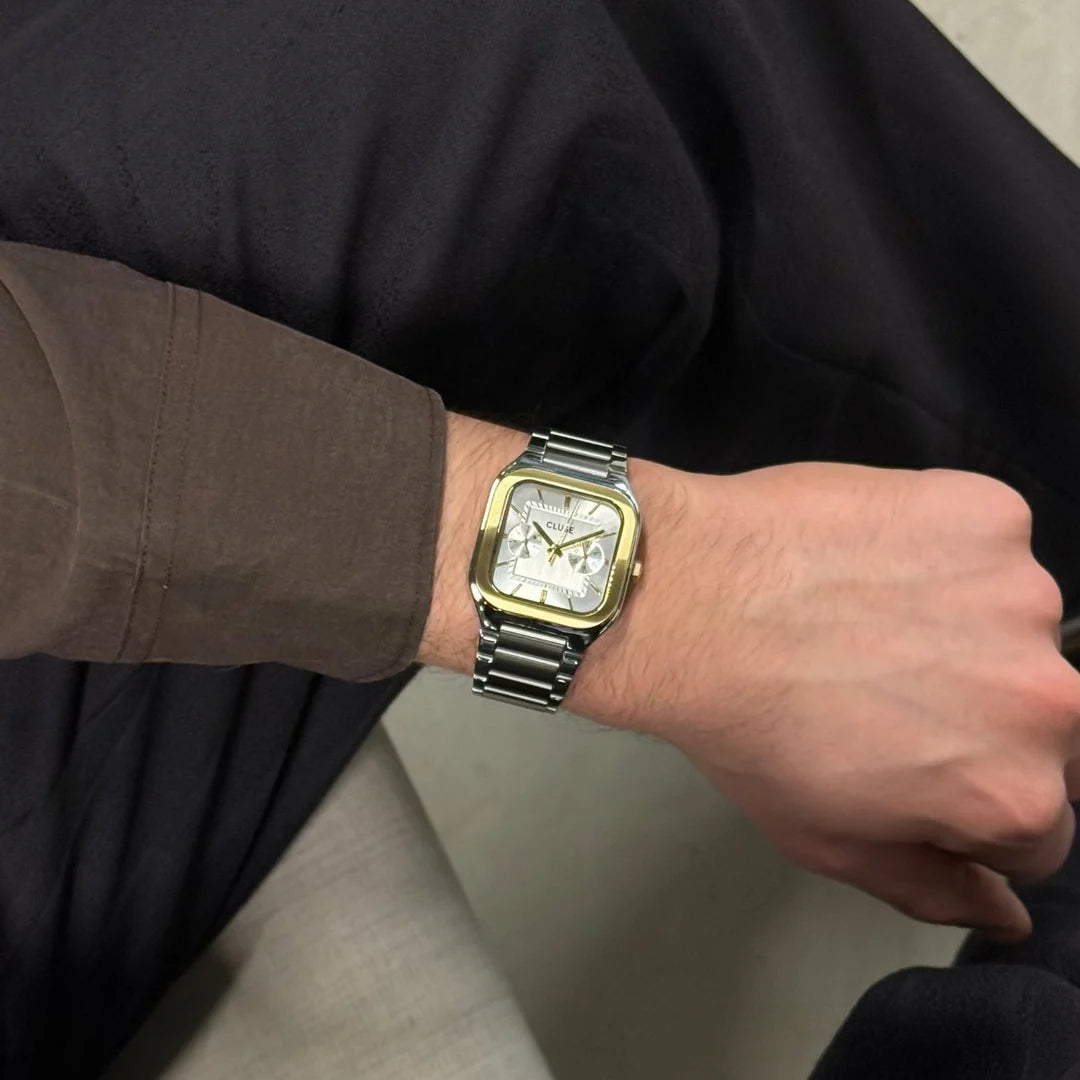 Cluse Gents Quadrus Multifunction Watch Steel, Silver, Two-Tone CW26201