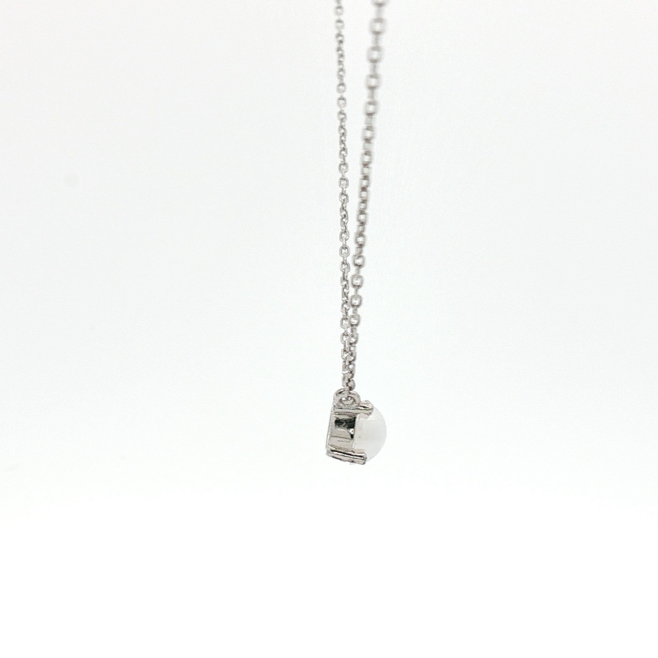 Sterling Silver Chain Necklace with Cabochon Pearl Pendant
