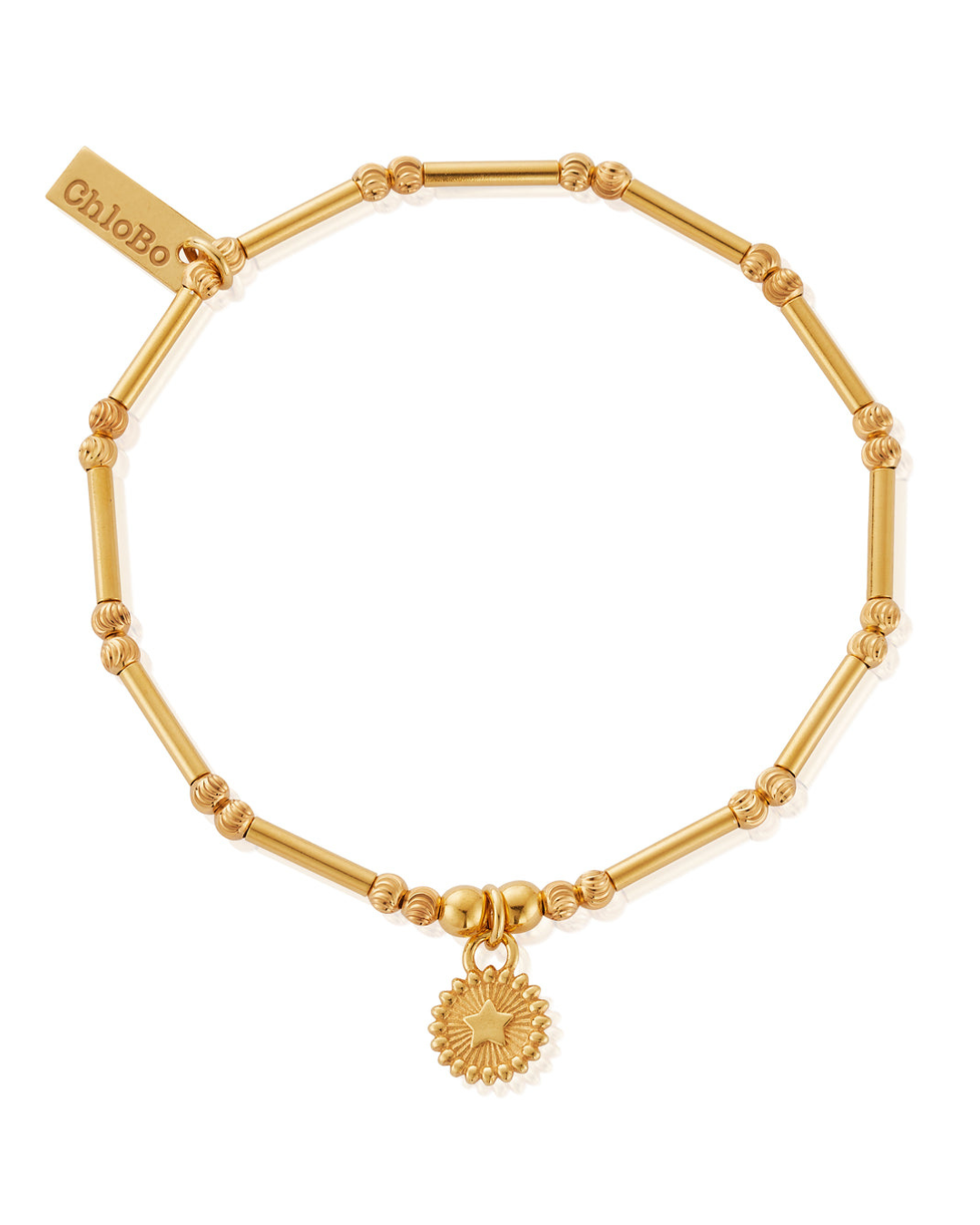 ChloBo Gold Dainty Moon Cut Sparkle Star Bracelet