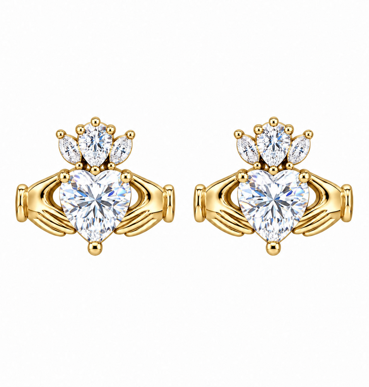 Sterling Silver Stone Set Claddagh Studs