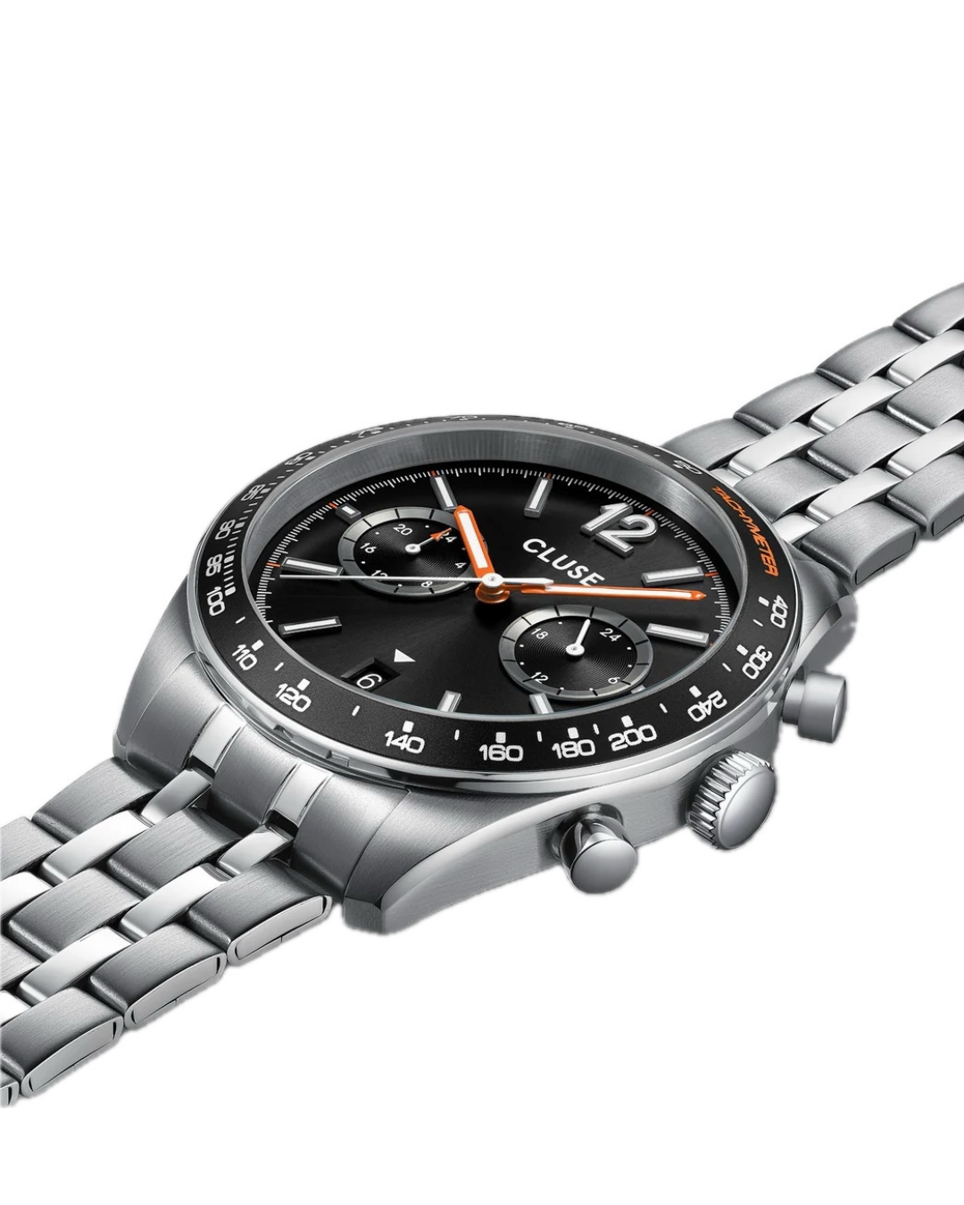 Cluse Gents Aravis Dual Timer Watch Steel, Black, Silver Colour CW25603