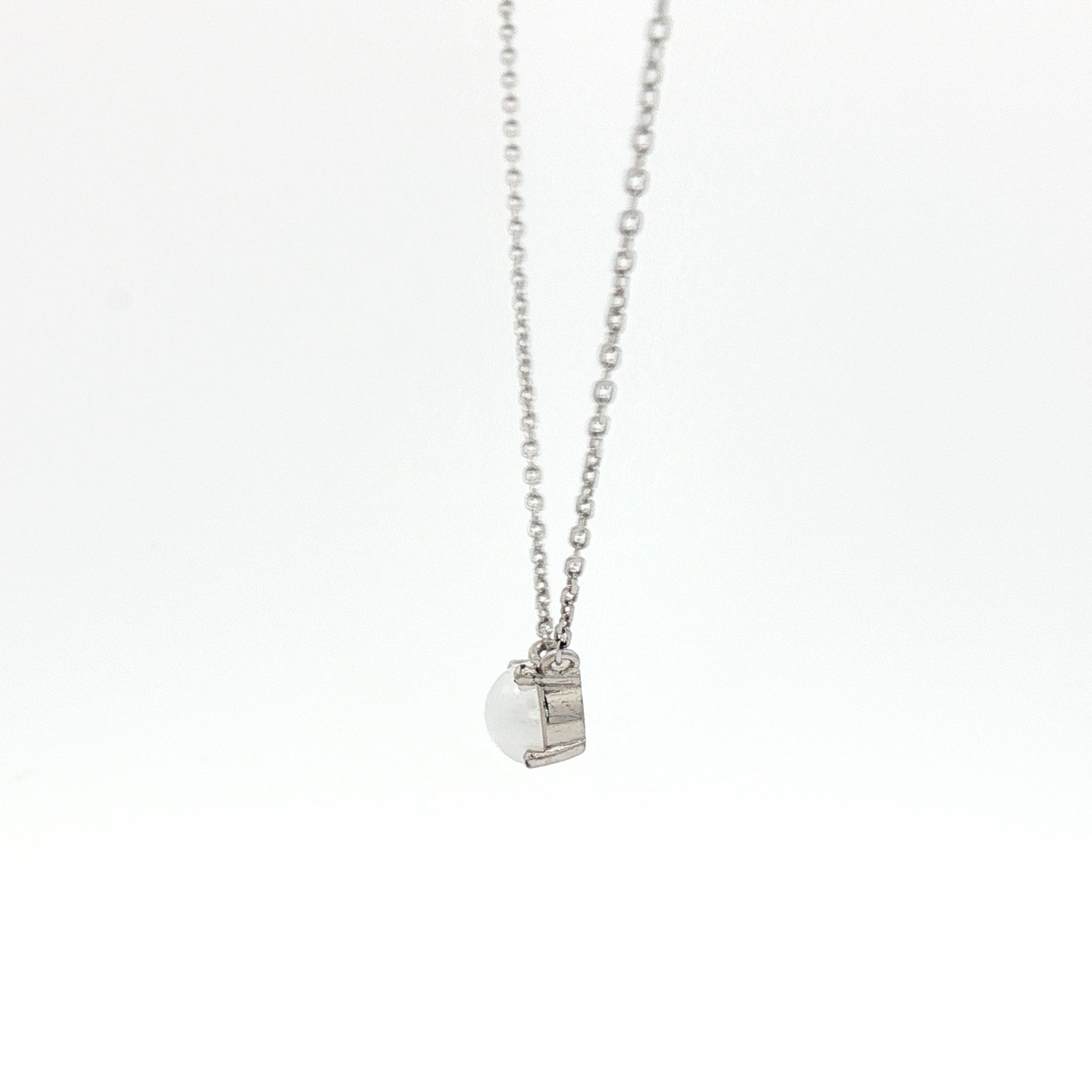 Sterling Silver Chain Necklace with Cabochon Pearl Pendant