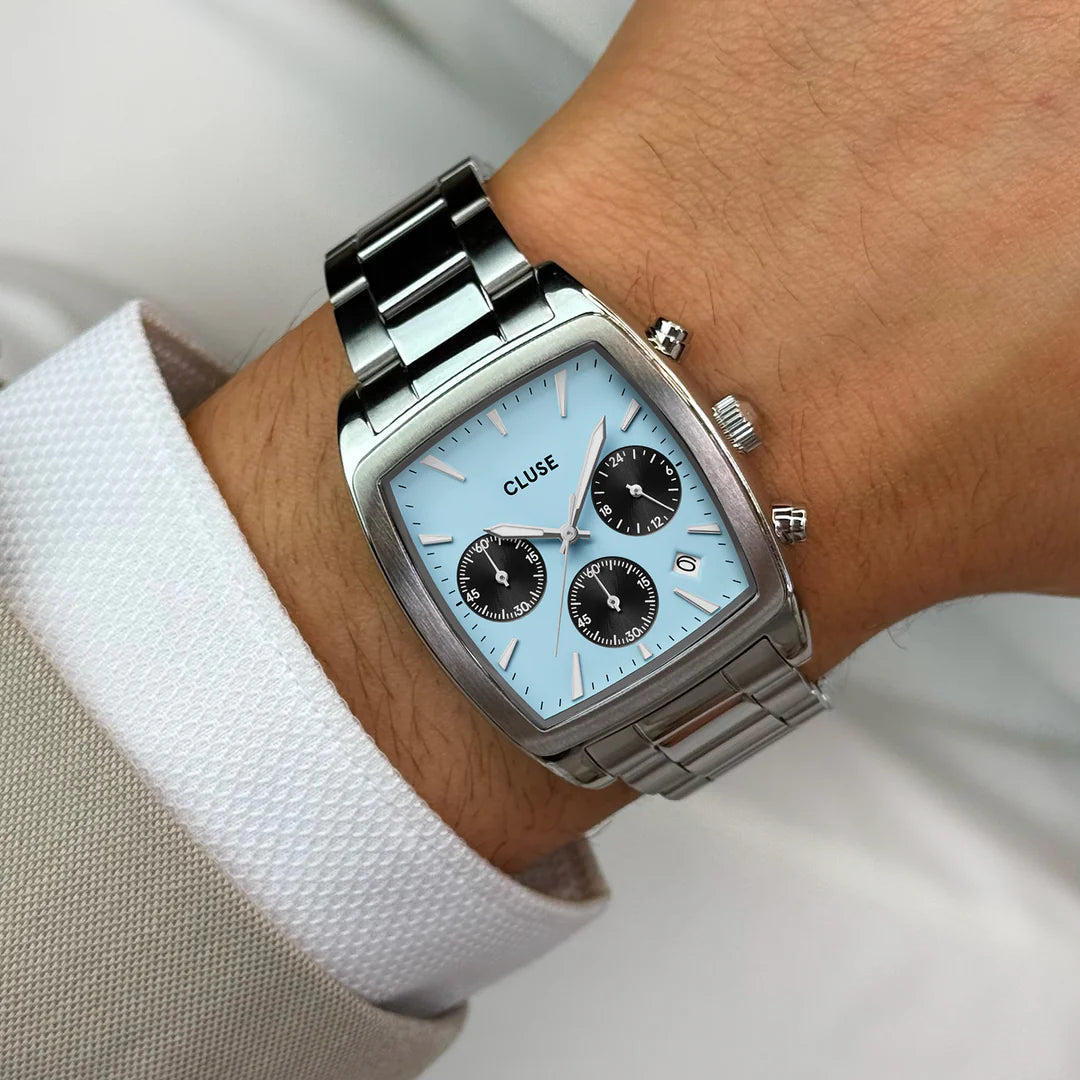 Cluse Gents Quartaut Chrono Watch Steel, Blue and Black, Silver Colour
CW52005
