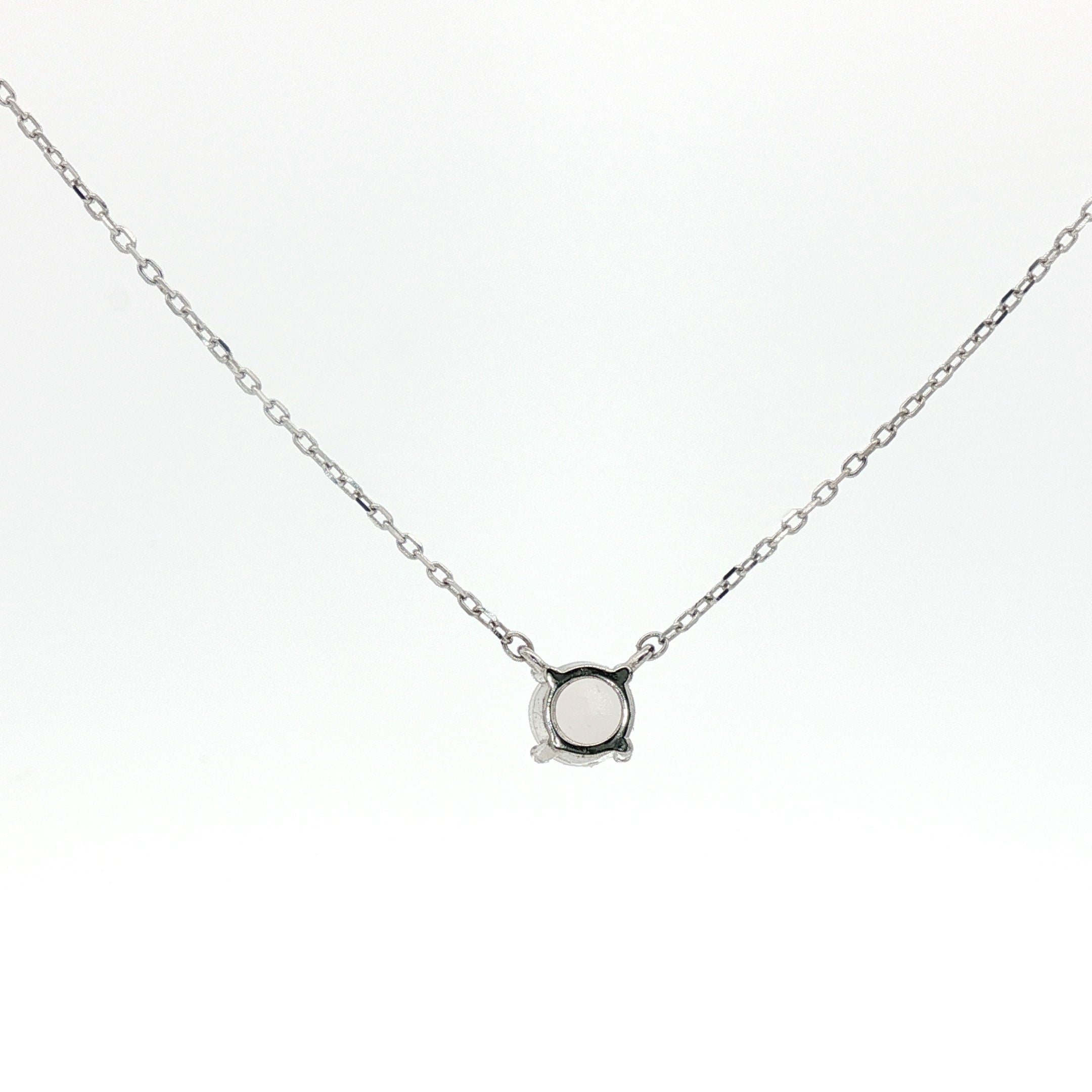 Sterling Silver Chain Necklace with Cabochon Pearl Pendant
