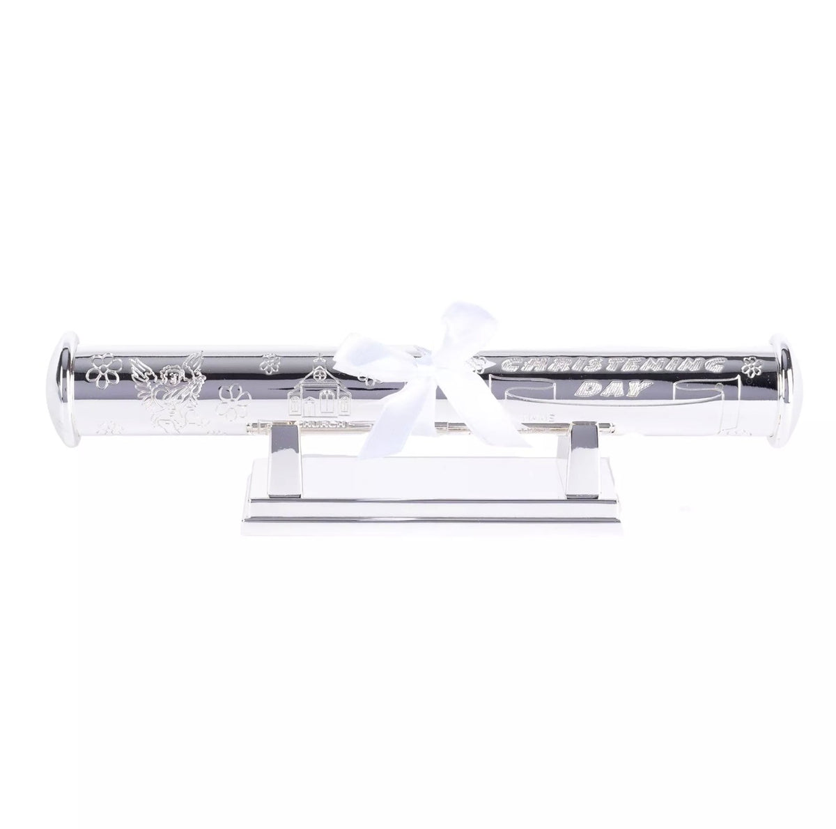 SILVER PLATED "CHRISTENING DAY" CERTIFICATE HOLDER AND STAND