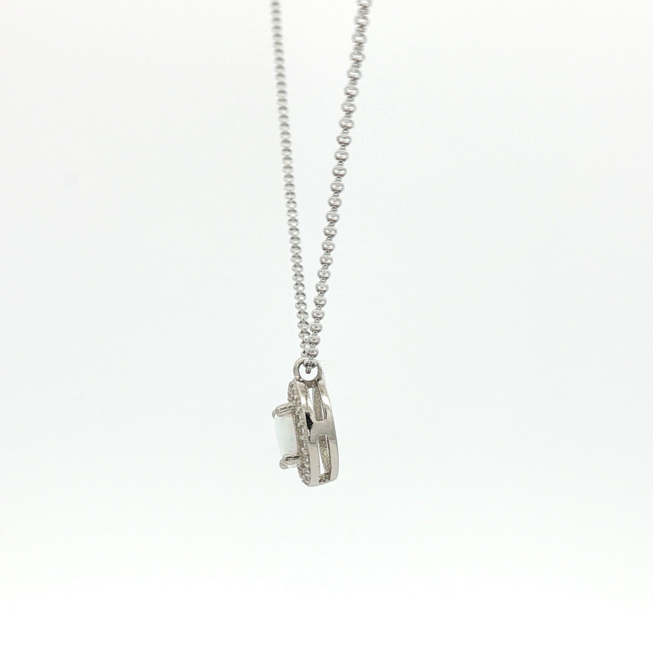 Sterling Silver Opal Charm Necklace in Sterling Silver