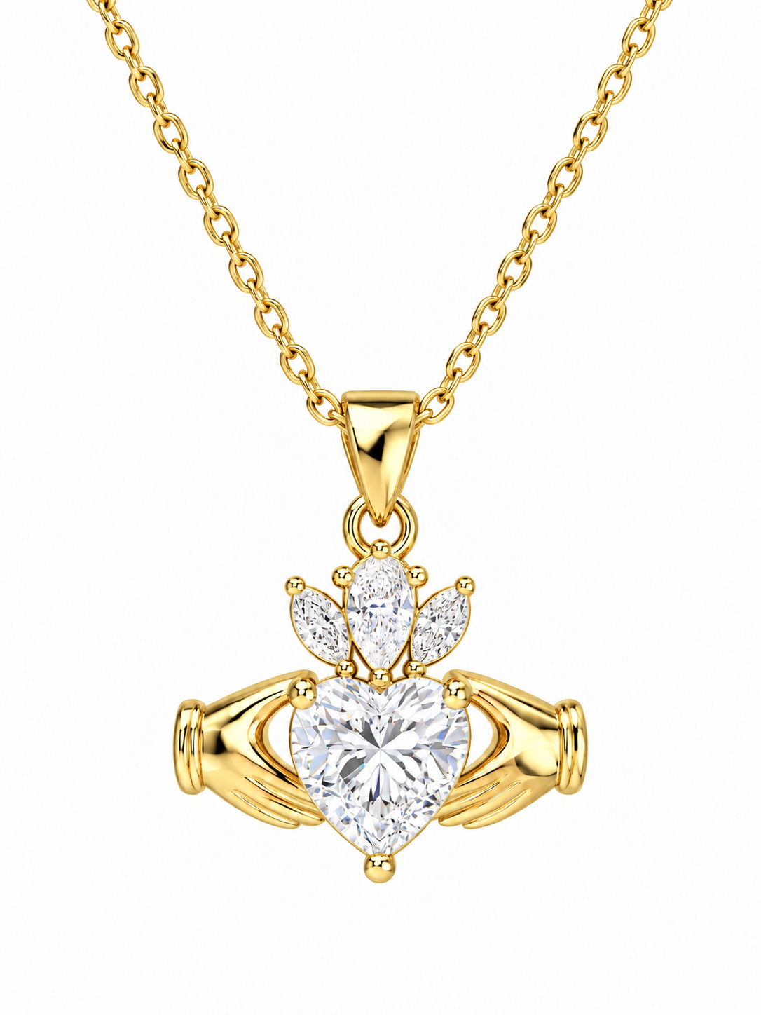 Sterling Silver Stone Set Claddagh Pendant
