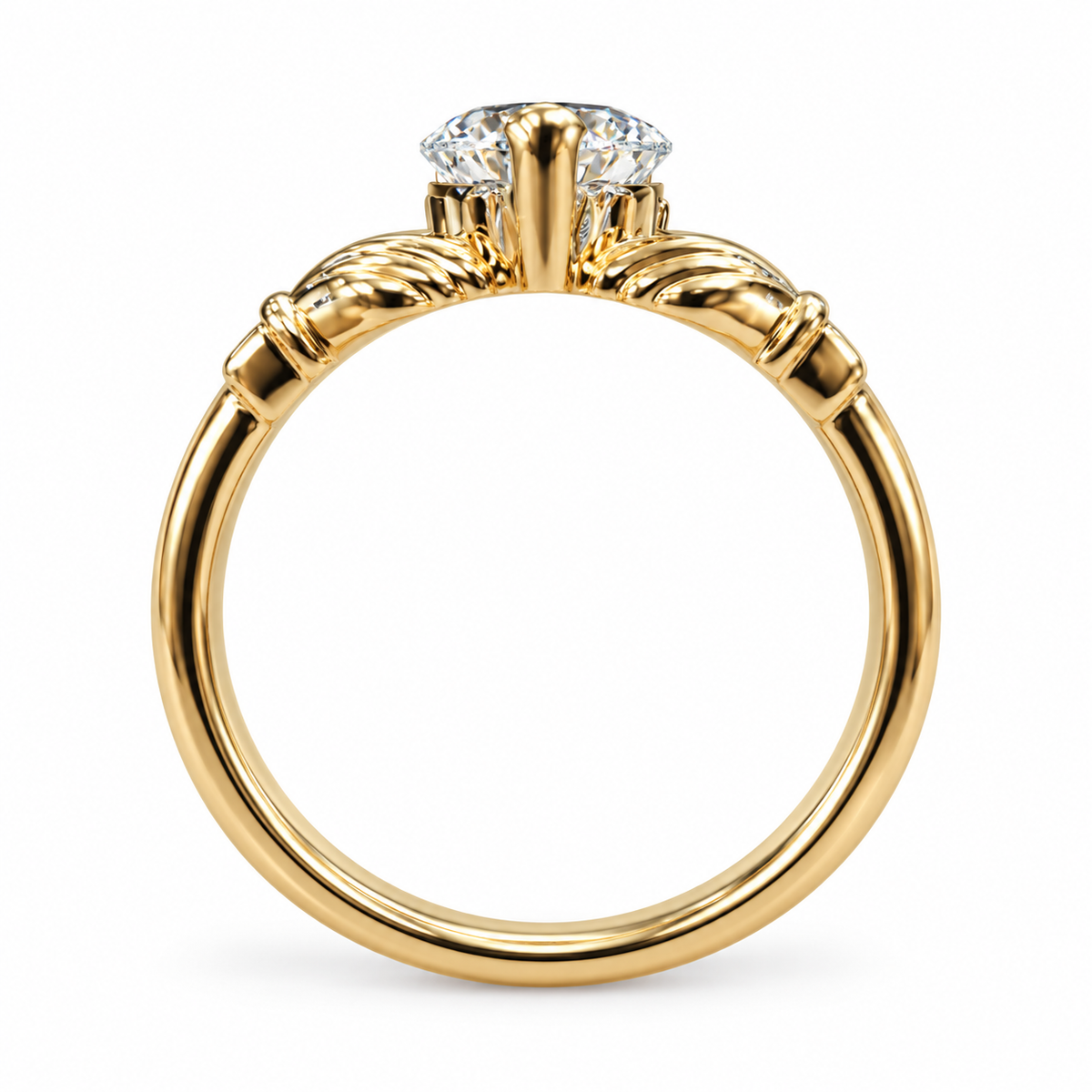 Ladies 9ct Gold Claddagh Ring with Cubic Zirconia