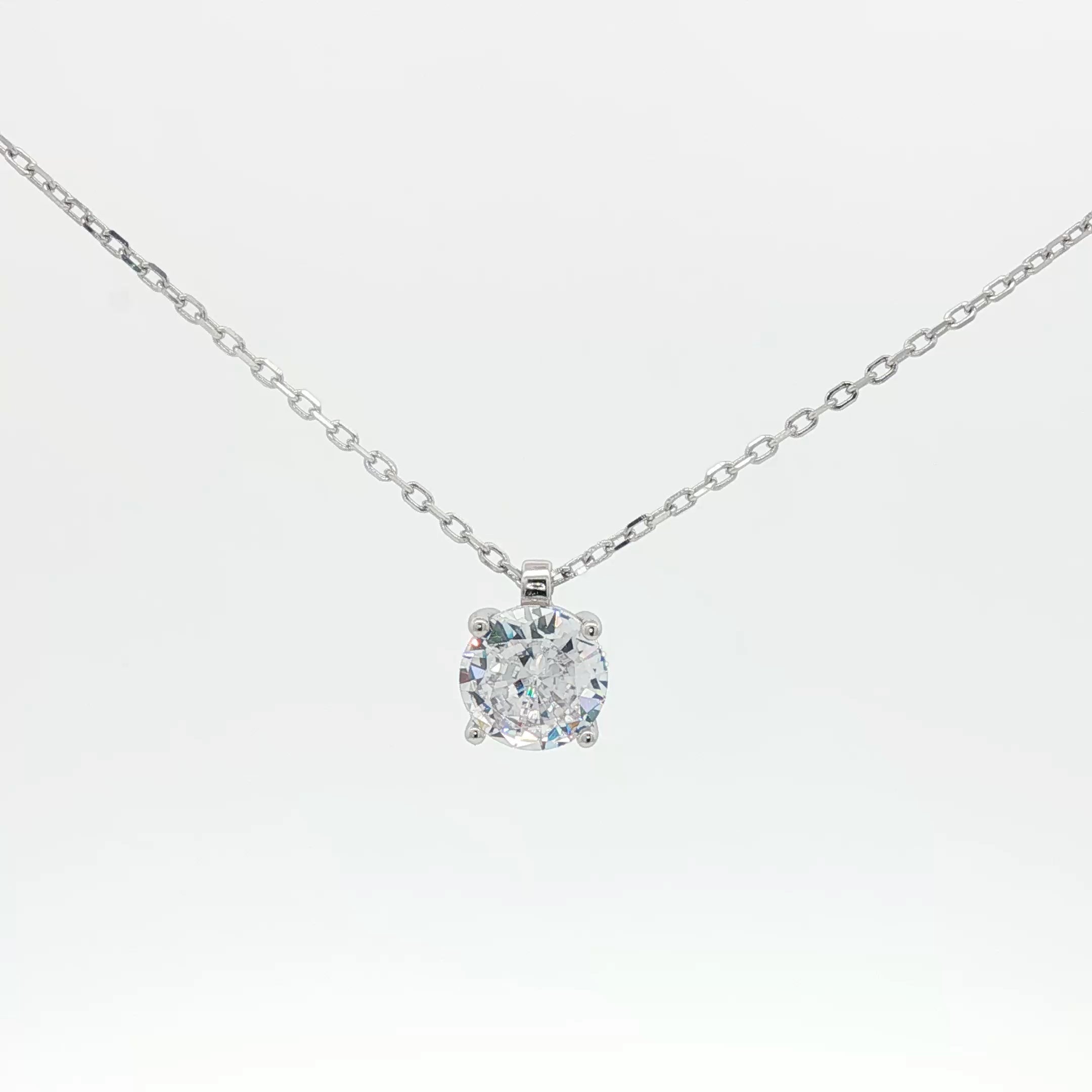 Sterling Silver Cubic Zirconia Solitaire Pendant Necklace