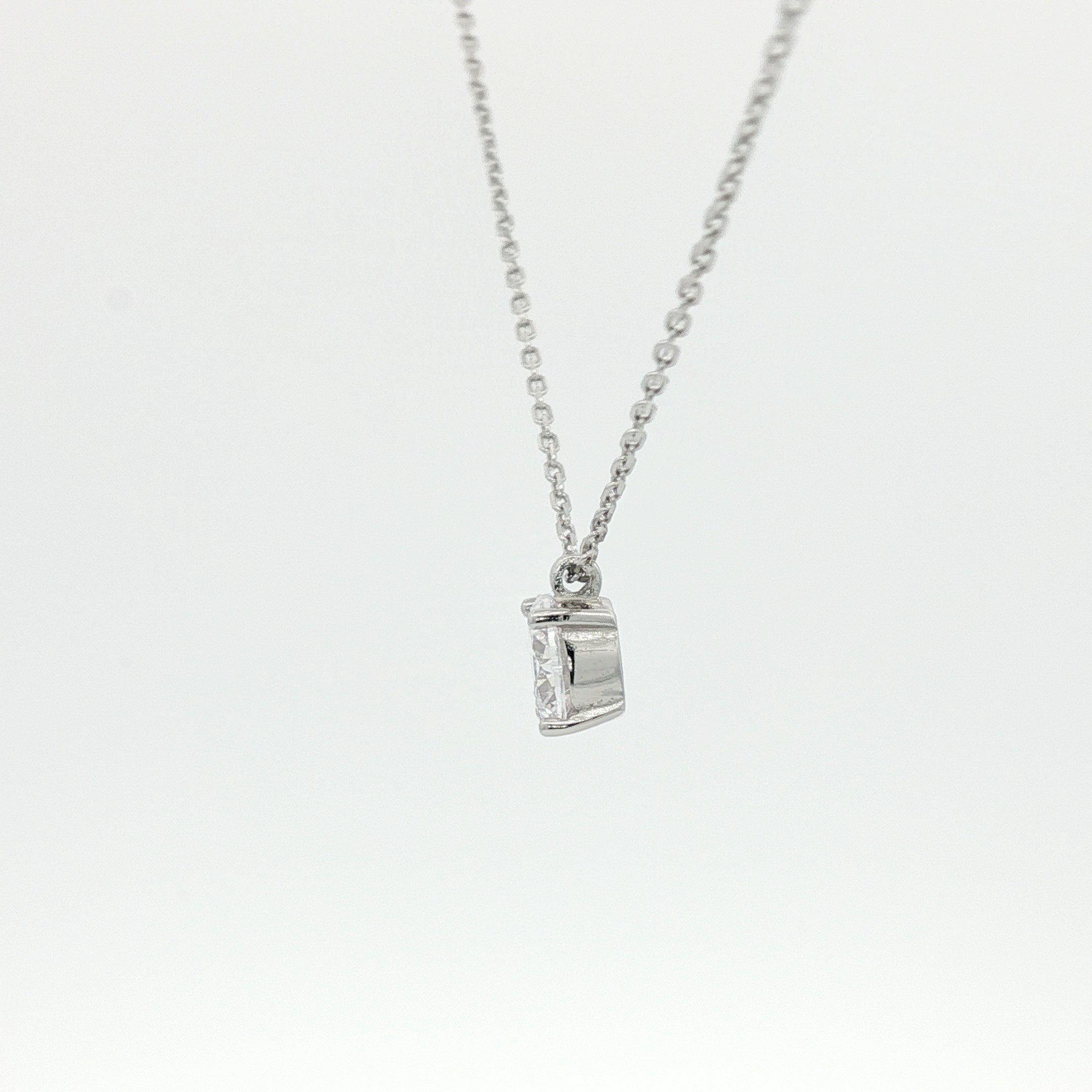 Sterling Silver Cubic Zirconia Solitaire Pendant Necklace