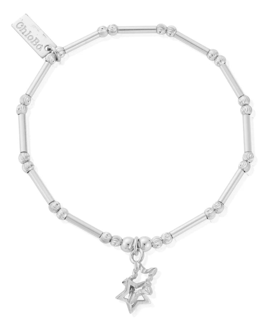 ChloBo Dainty Moon Cut Sparkle Interlocking Star Bracelet