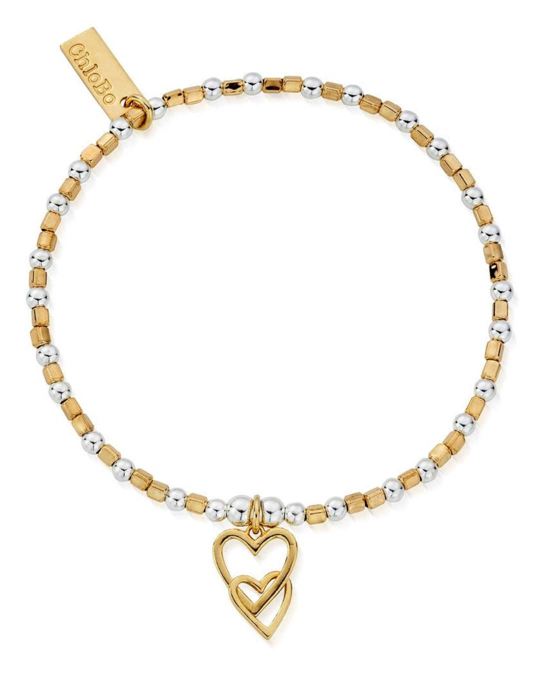 ChloBo Gold and Silver Interlocking Love Heart Bracelet