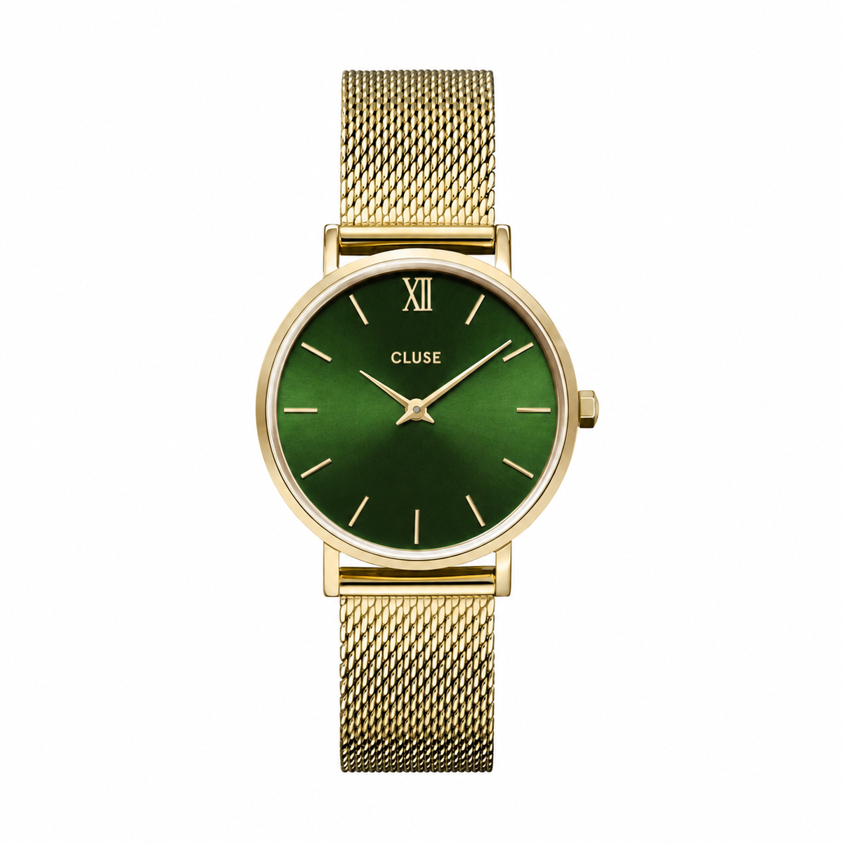 Cluse Minuit Watch Mesh, Green, Gold Colour CW10206
