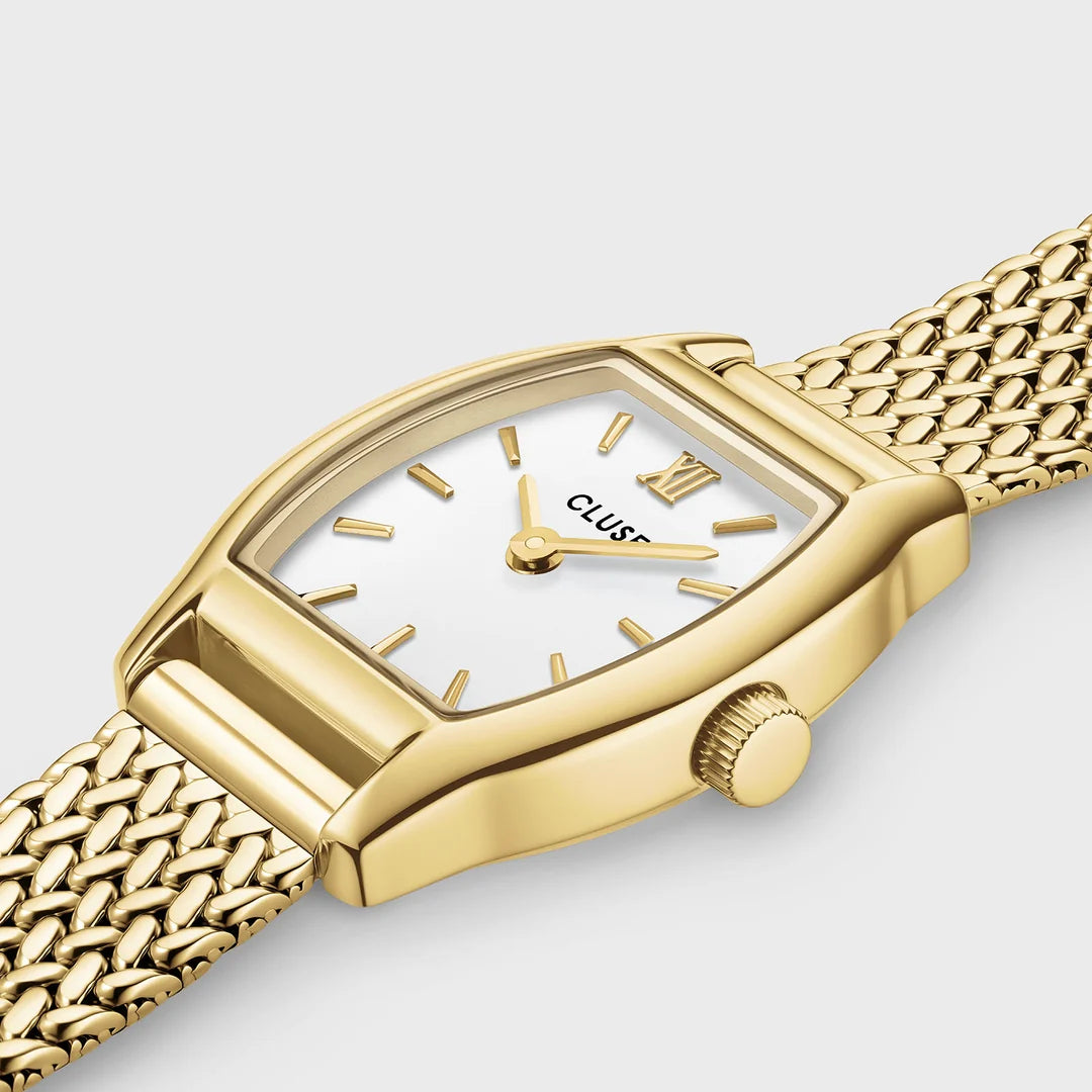 NEW Cluse Tonnette Mini Watch Mesh, White, Gold Colour CW16501