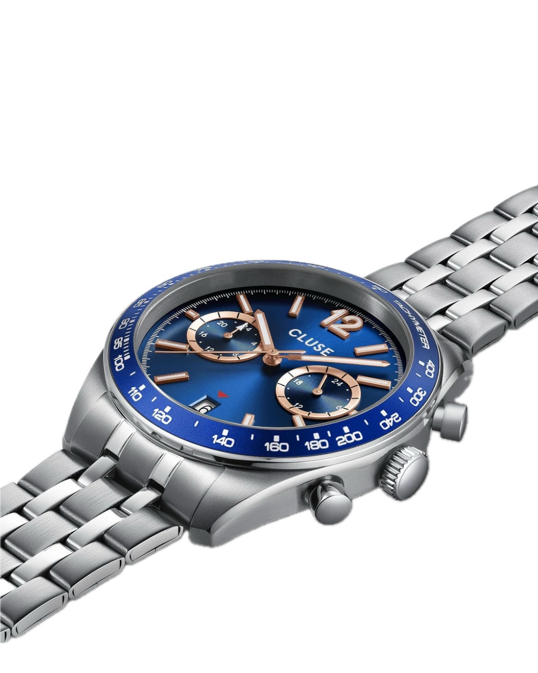 Cluse Gents Aravis Dual Timer Watch Steel, Blue, Silver Colour CW25601