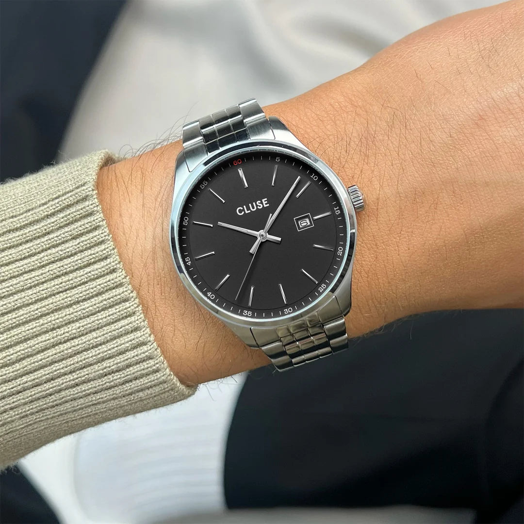 Cluse Gents Anthéor Watch Steel Black, Silver Colour CW20904