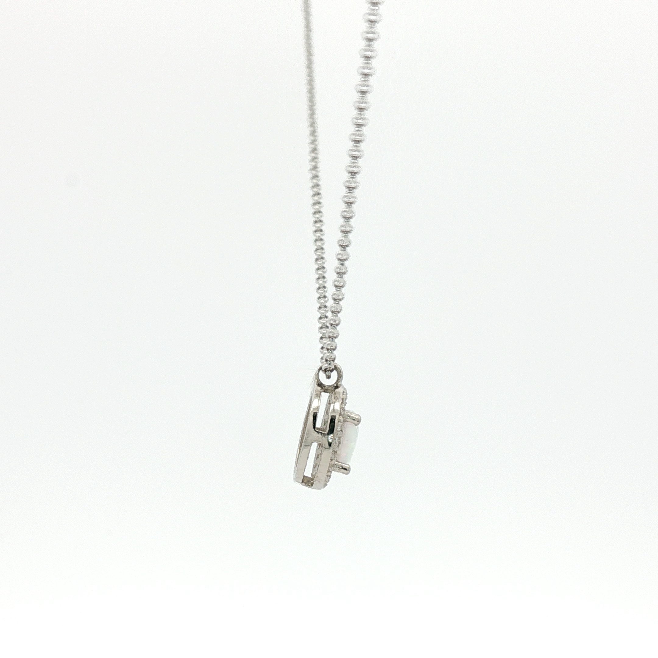 Sterling Silver Opal Charm Necklace in Sterling Silver