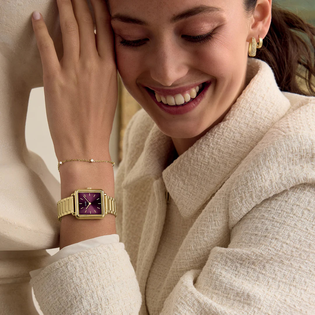 Cluse La Tétragone Watch Steel, Wine stones, Gold Colour
CW10314