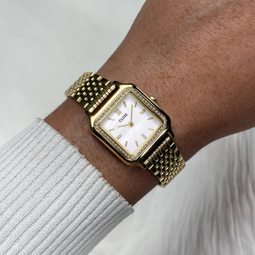 Cluse Gracieuse Petite Watch Steel, Glass Pearls, White, Gold Colour CW11826