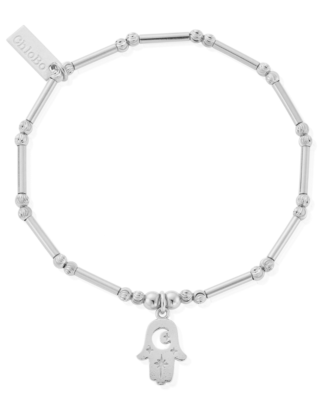 ChloBo Dainty Moon Cut Sparkle Hamsa Bracelet