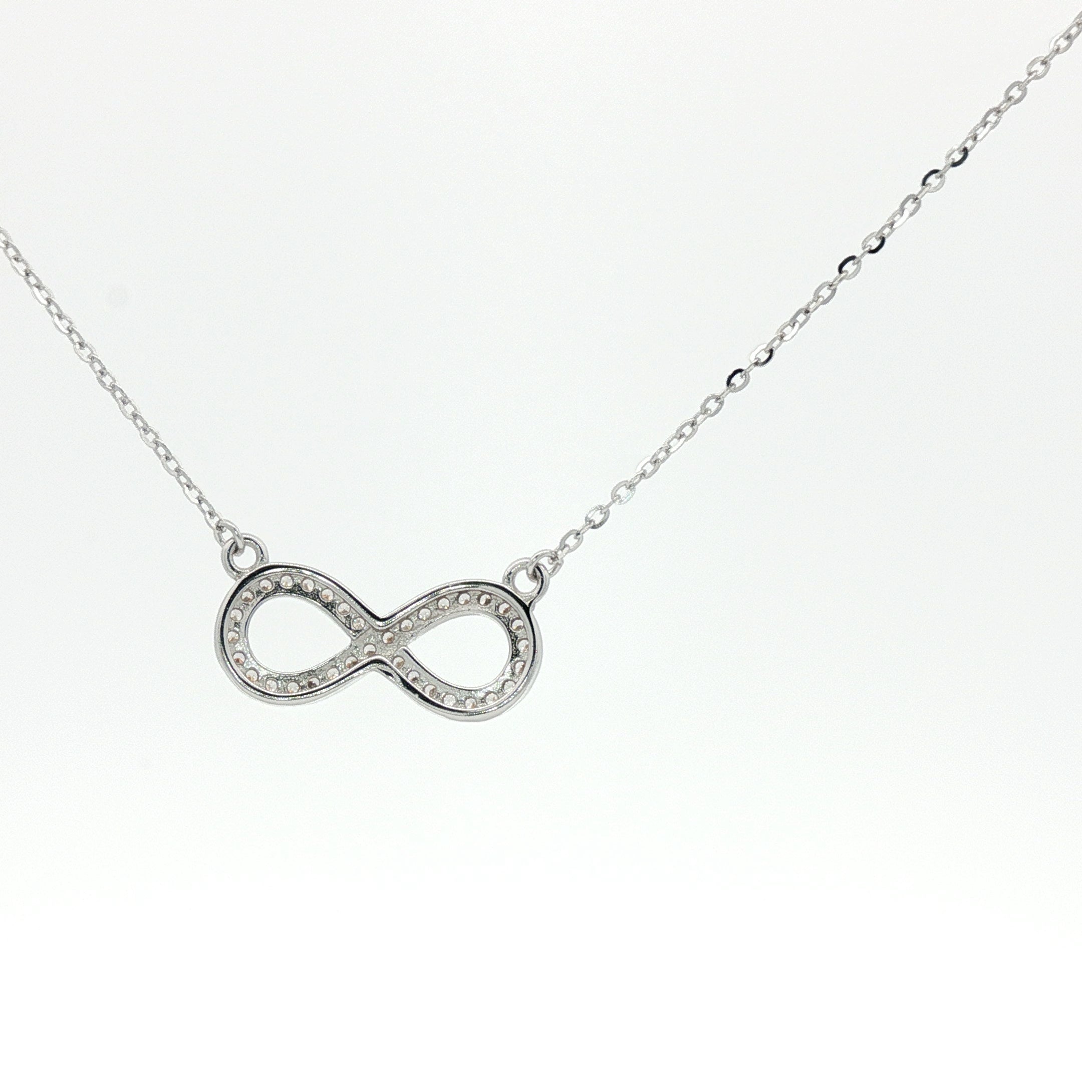 Silver Cubic Zirconia Infinity Symbol Charm Necklace