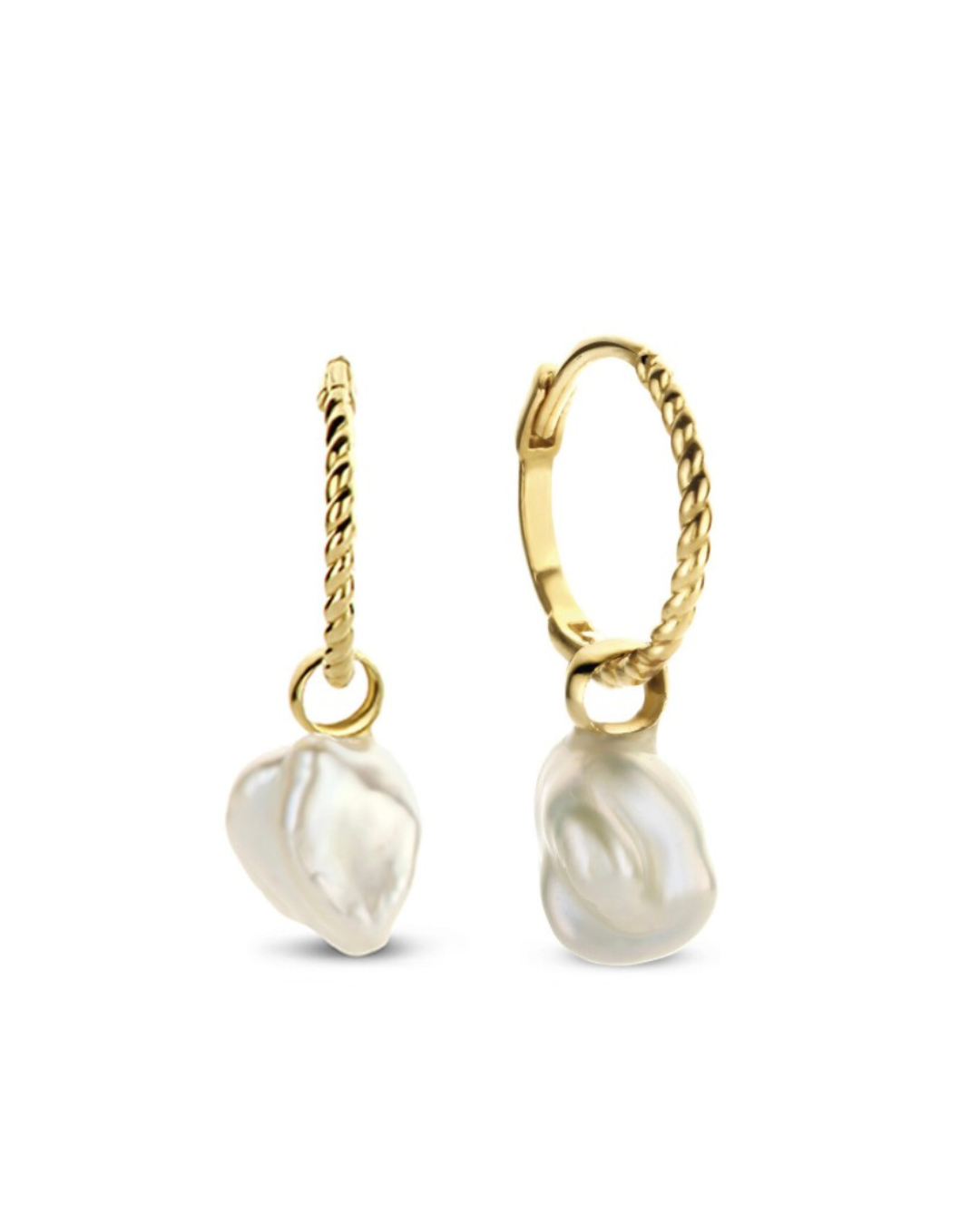 14K Hoops with Pearl Drop