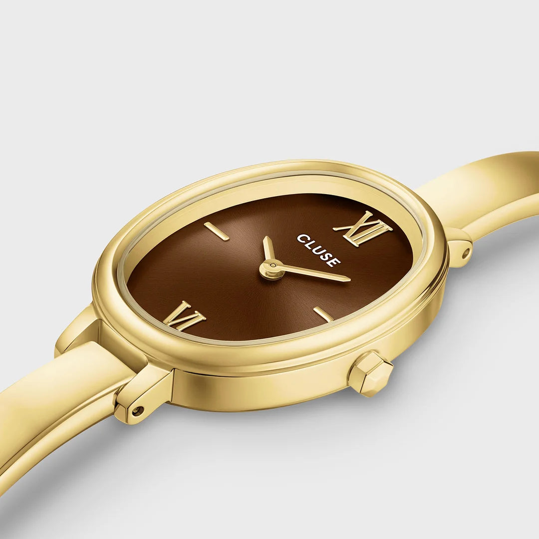 NEW Cluse L'Ovale Watch Steel, Brown, Gold Colour CW16105