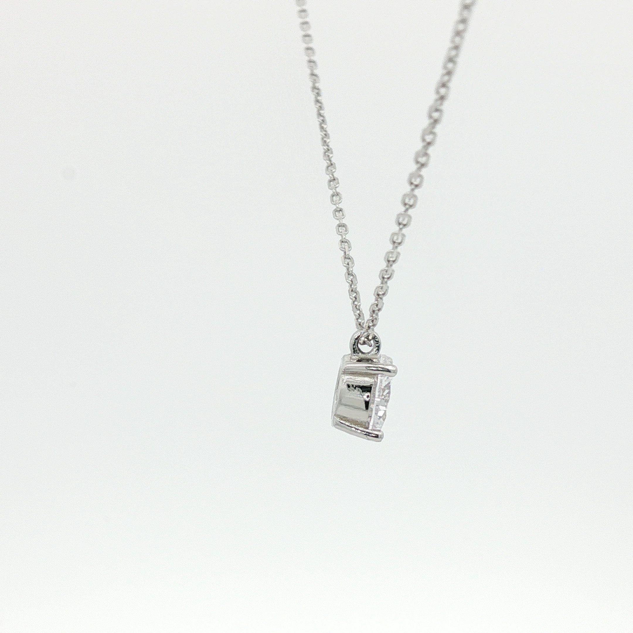 Sterling Silver Cubic Zirconia Solitaire Pendant Necklace