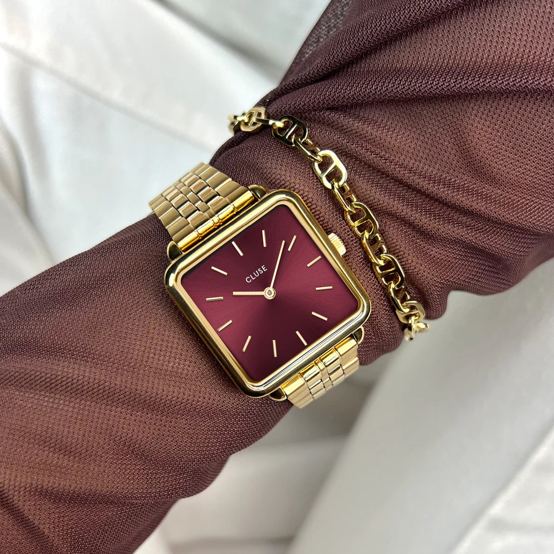 Cluse La Tétragone Watch Steel Dark Cherry, Gold Colour
CW10312