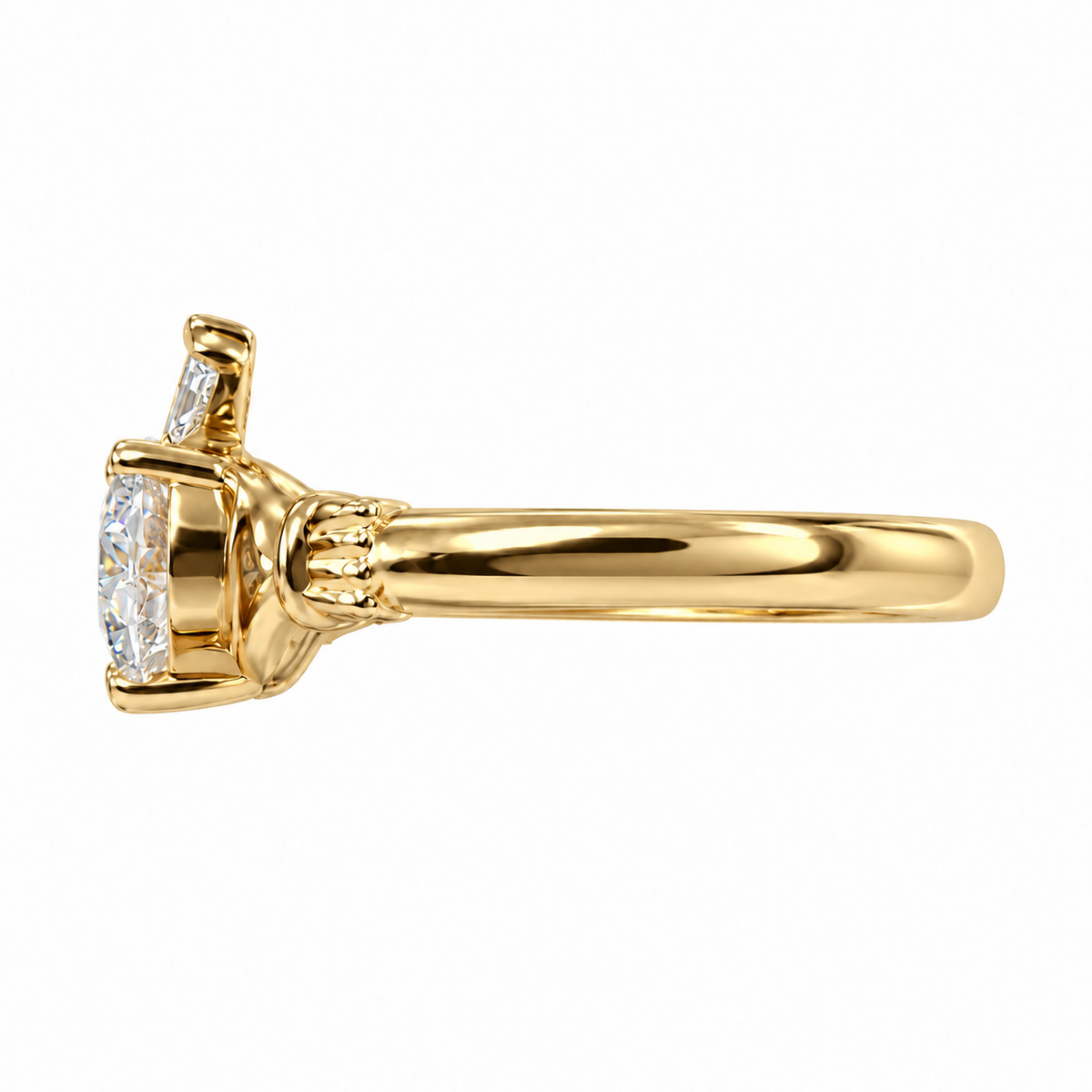 Ladies 9ct Gold Claddagh Ring with Cubic Zirconia