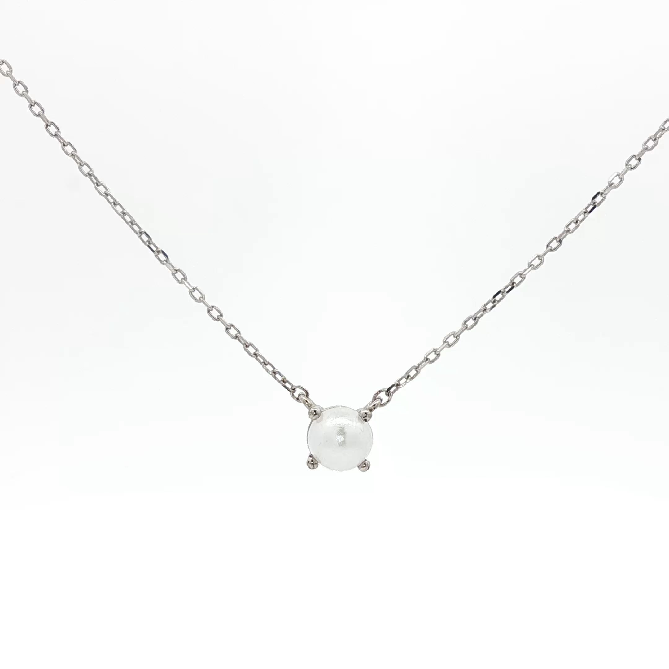 Sterling Silver Chain Necklace with Cabochon Pearl Pendant