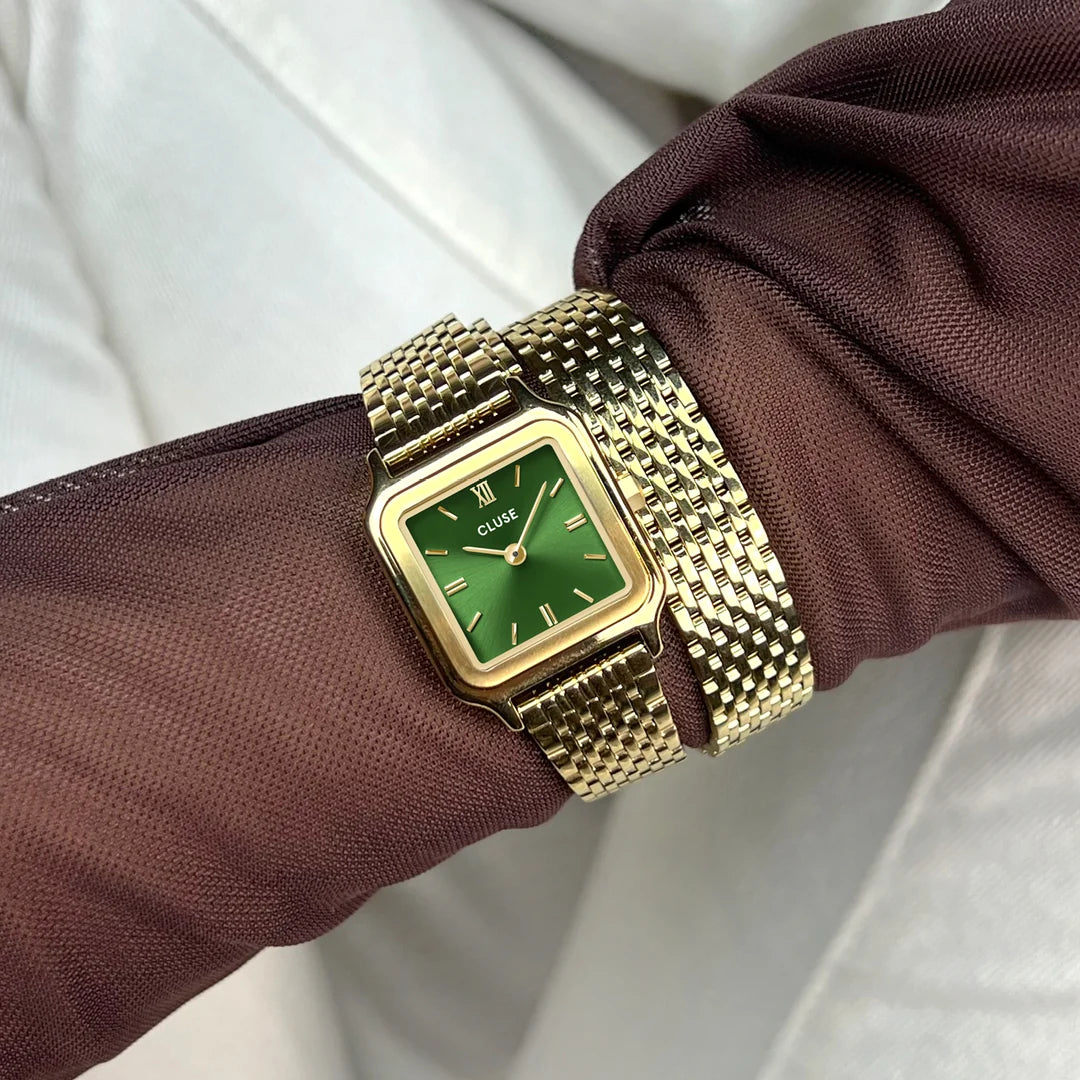 Cluse Gracieuse Petite Watch Double Steel, Forest Green, Gold Colour CW11811
