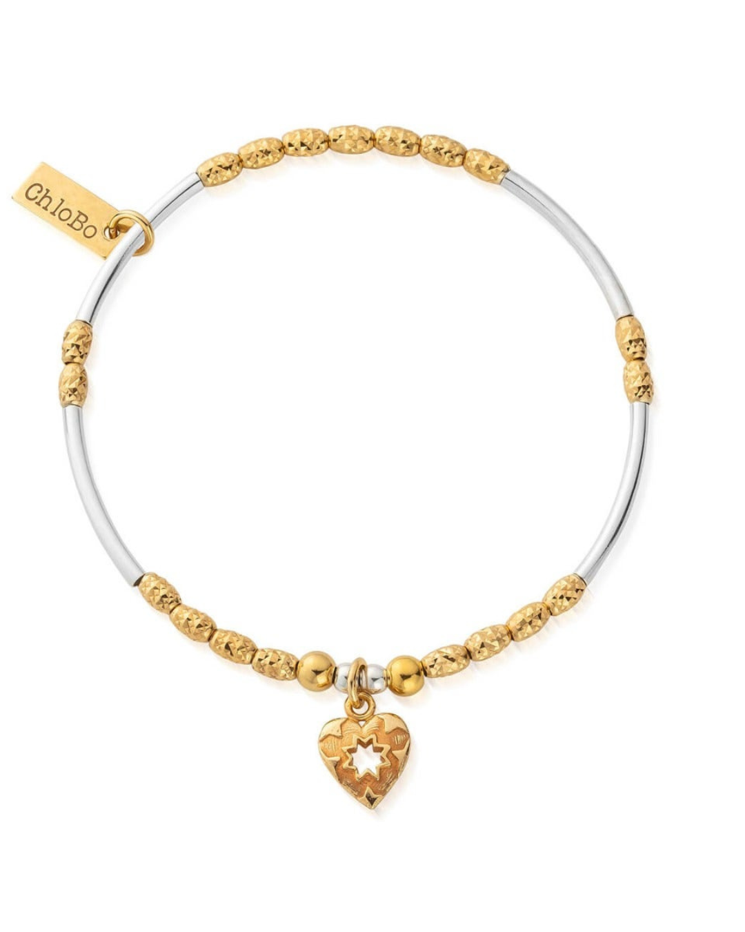ChloBo Gold and Silver Decorated Star Heart Bracelet