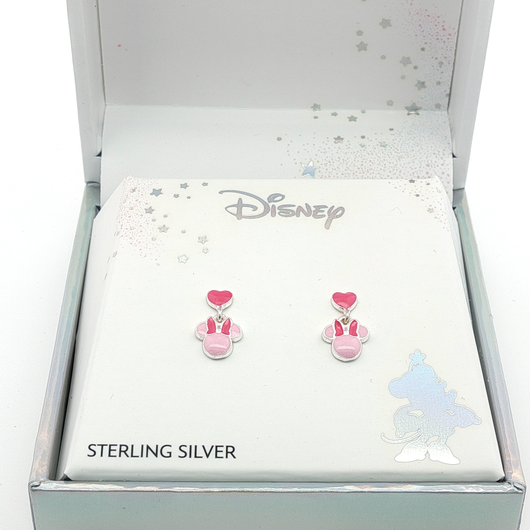 Disney Sterling Silver Minnie Mouse Dainty Drop Earrings