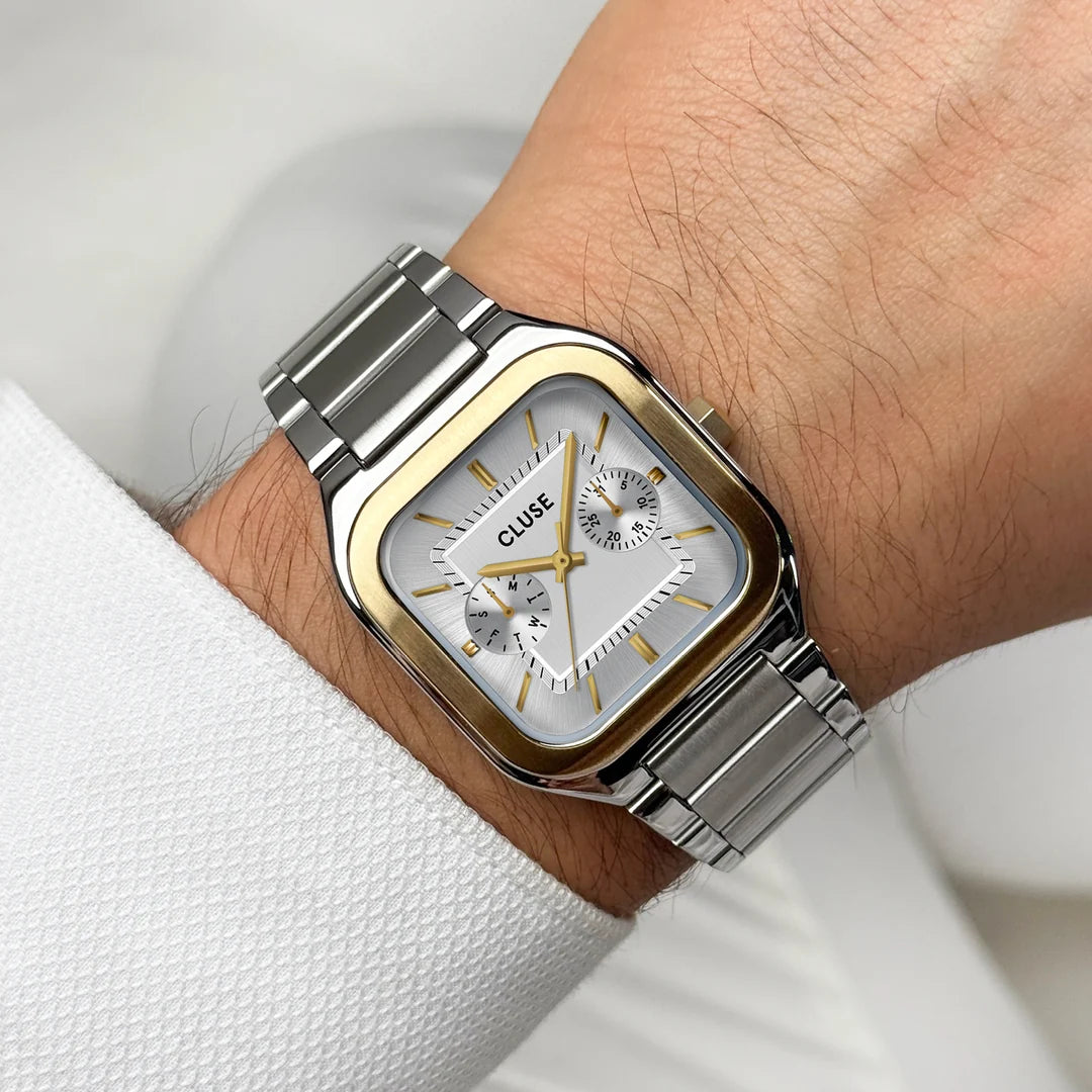 Cluse Gents Quadrus Multifunction Watch Steel, Silver, Two-Tone CW26201