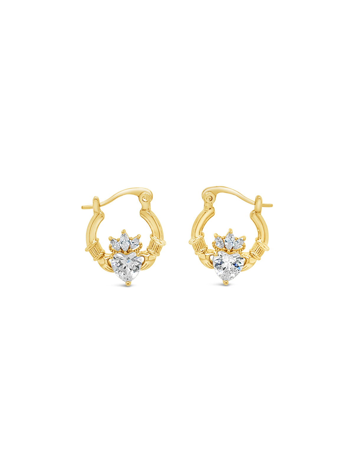 Séala Stone Set Claddagh Creoles CE114GL