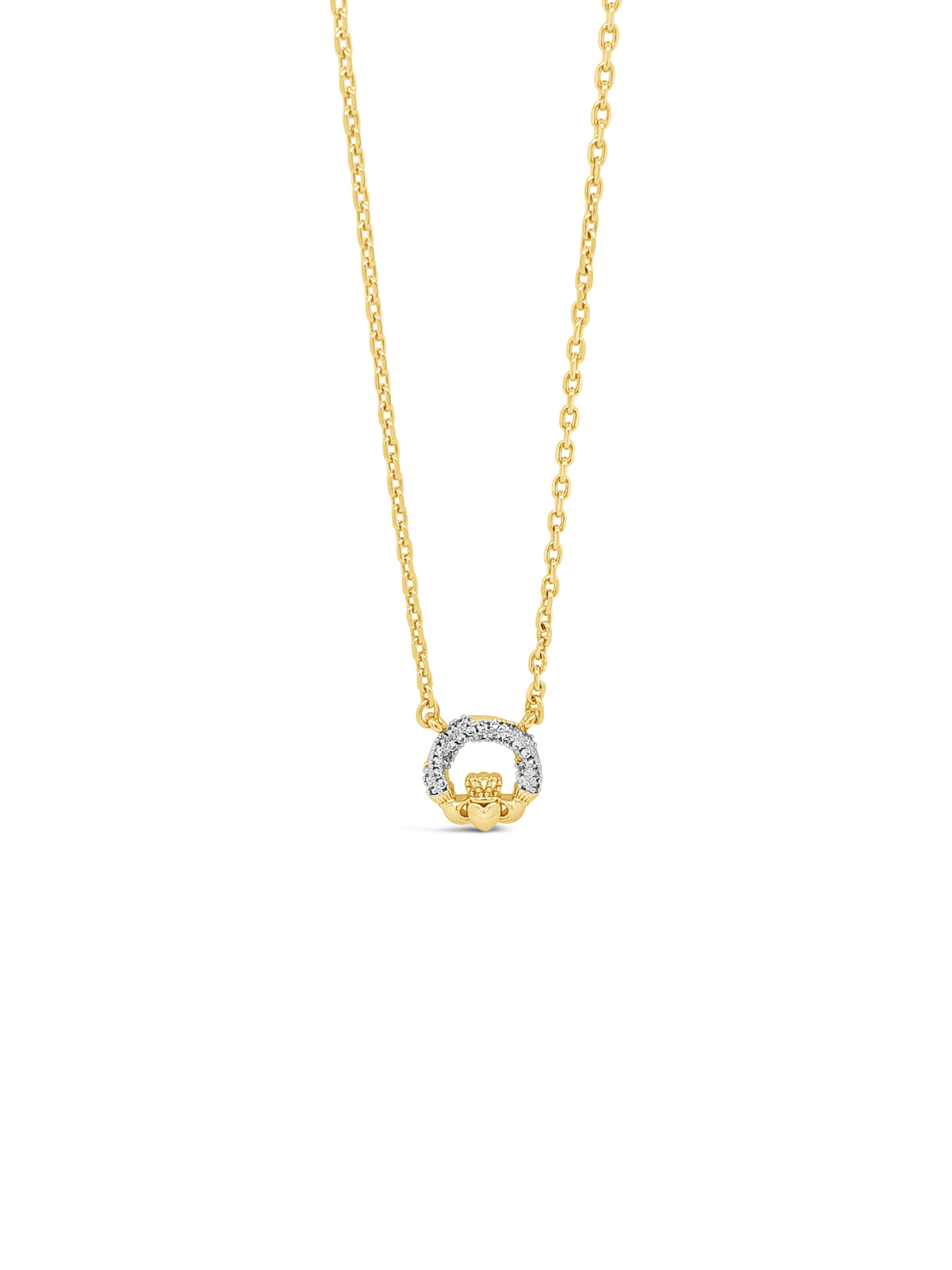 Séala Dainty Stone Set Claddagh Pendant CP124GL
