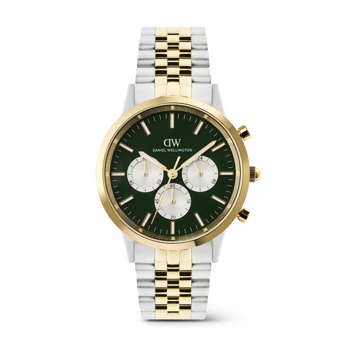 Daniel Wellington Gents Iconic Chronograph Arch 5-Link Emerald Panda Two Tone DW00101012