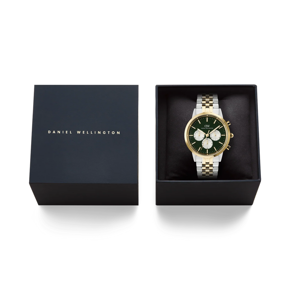 Daniel Wellington Gents Iconic Chronograph Arch 5-Link Emerald Panda Two Tone DW00101012