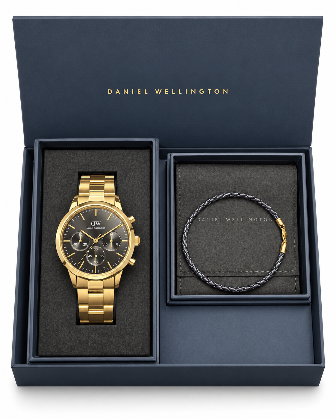 Daniel Wellington Gold-Tone Chronograph Gents Watch & Bracelet Gift Set