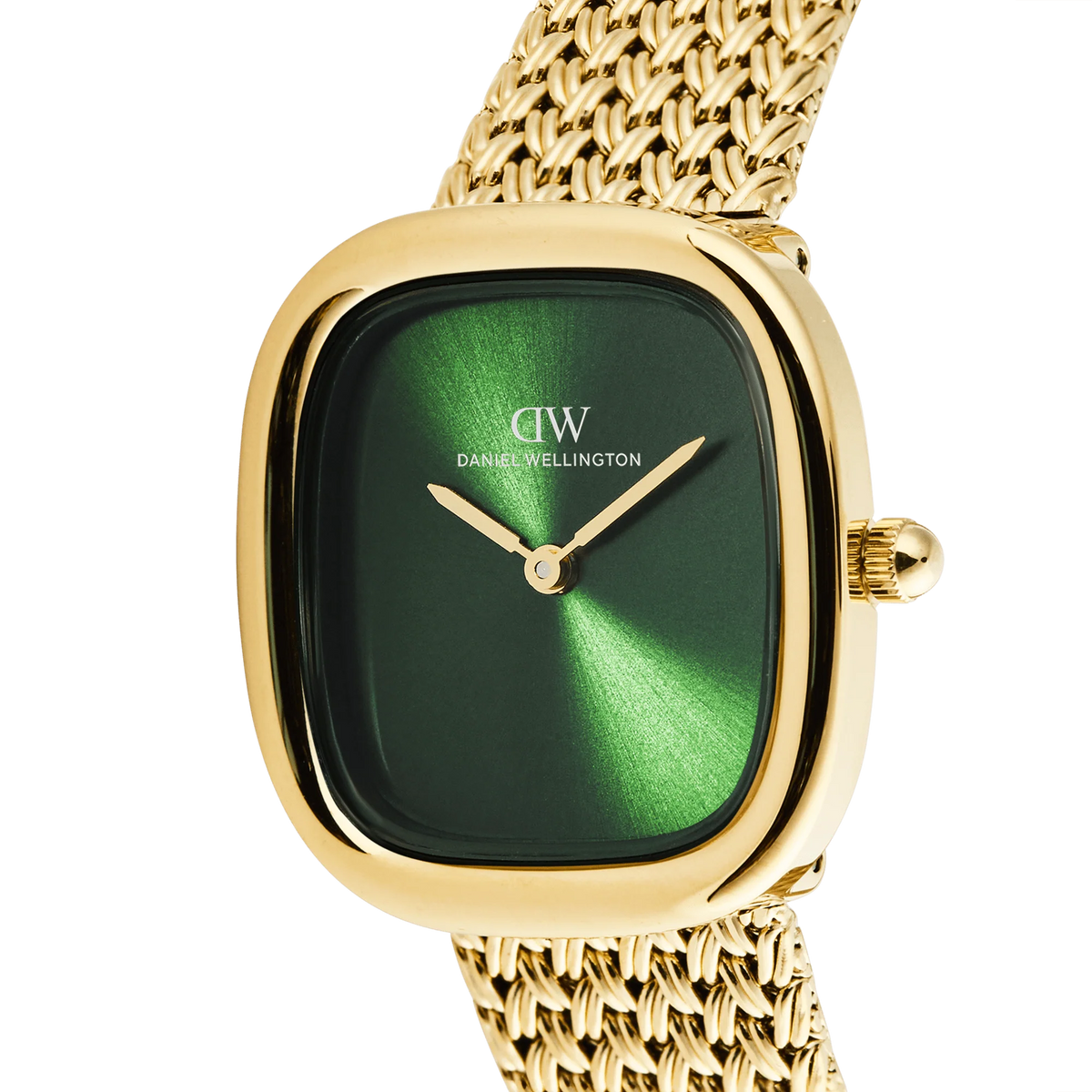 Daniel Wellington Ladies Margot Braided Mesh Emerald Gold DW00100967
