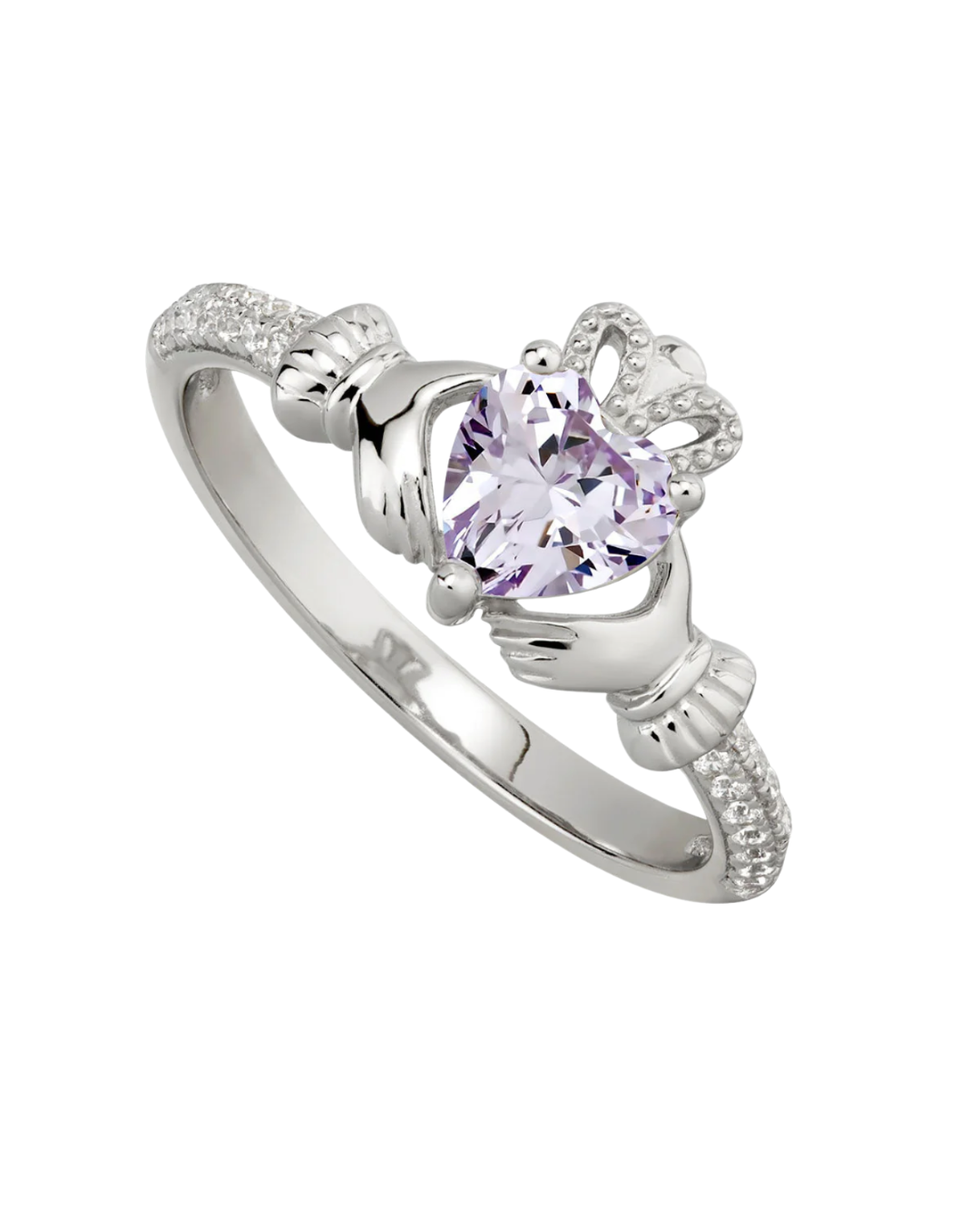 June Birthstone Alexandrite Sterling Silver Claddagh Ring